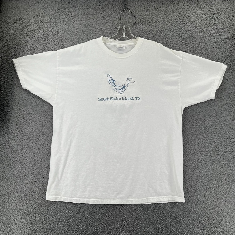 VTG Y2k Hanes Heavyweight South Padre Island TX T Shirt Adult XL‎ White
